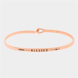 • "Blessed" thin metal hook bracelet